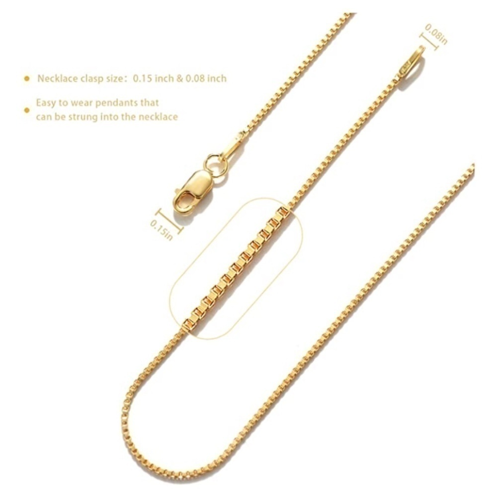 ASHINE 0.8mm Italian Box Chain Necklace